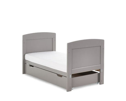 Grady Mini Cot Bed, Under Drawer + Fibre Mattress - Taupe Grey