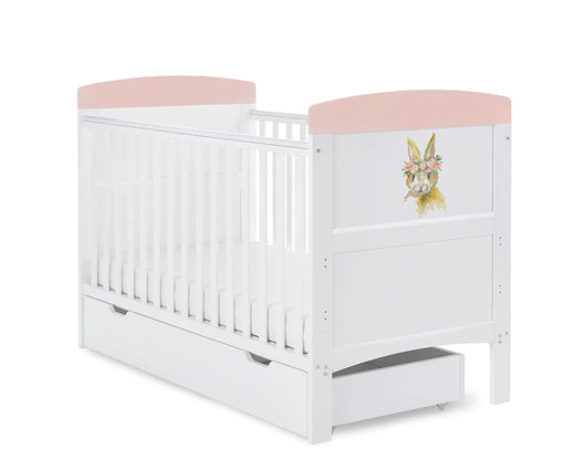 Rabbit Pink Cot Bed & Under Drawer