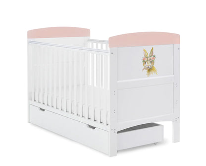 Rabbit Pink Cot Bed & Under Drawer