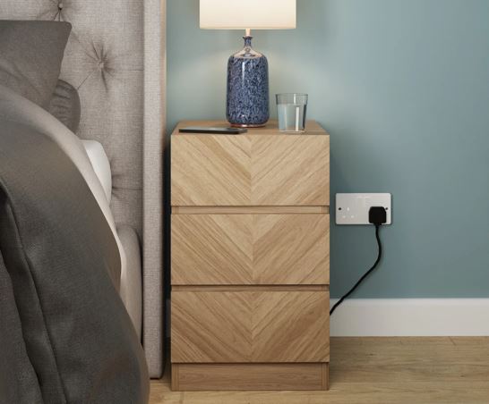 Ciaro 3 Drawer Bedside Table- Euro Oak