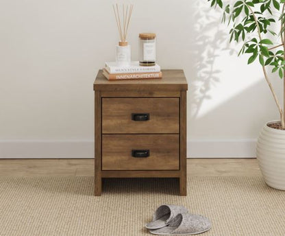 Baxter 2 Drawer Bedside Table- Knotty Oak