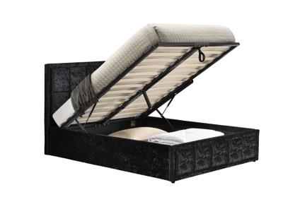 Hannover Double Ottoman Bed - Black Crushed Velvet
