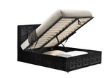 Hannover Double Ottoman Bed - Black Crushed Velvet