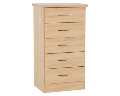 Neptune 5 Drawer Narrow Chest - Sonoma Oak Effect