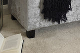 Vanessa Window Seat-Grey Crushed Velvet