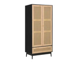 Catalina 2 Door 1 Drawer Rattan Wardrobe- Black