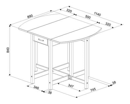 Corona oval breakfast drop leaf gateleg table & 2 stool SET white