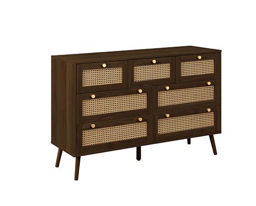 Croxley 7 Drawer Rattan Chest - Walnut