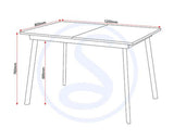 AVERY EXTENDING DINING SET (X4 CHAIRS) - CONCRETE/SAPPHIRE BLUE VELVET