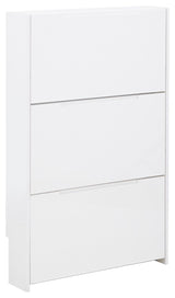 Slim High Gloss 3 Tier Shoe Cabinet-White