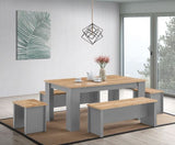 Lisbon Dining Table 150cm with 2 Benches & Stools Set