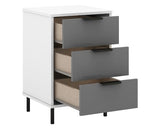 MADRID 3 DRAWER BEDSIDE - GREY/WHITE GLOSS