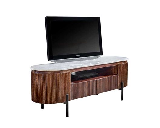 Olin Mango Wood TV Cabinet With Marble Top & Metal Legs