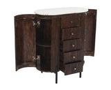 Olin Mango Wood Wide Chest Of Drawers with Marble Top & Metal Legs