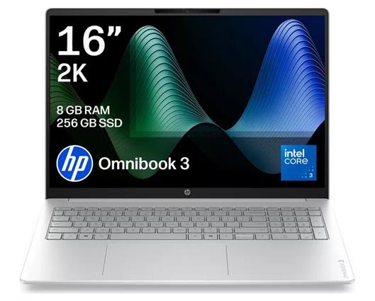 HP OmniBook 3 16" Laptop - Intel Core 3, 256 GB SSD, Silver