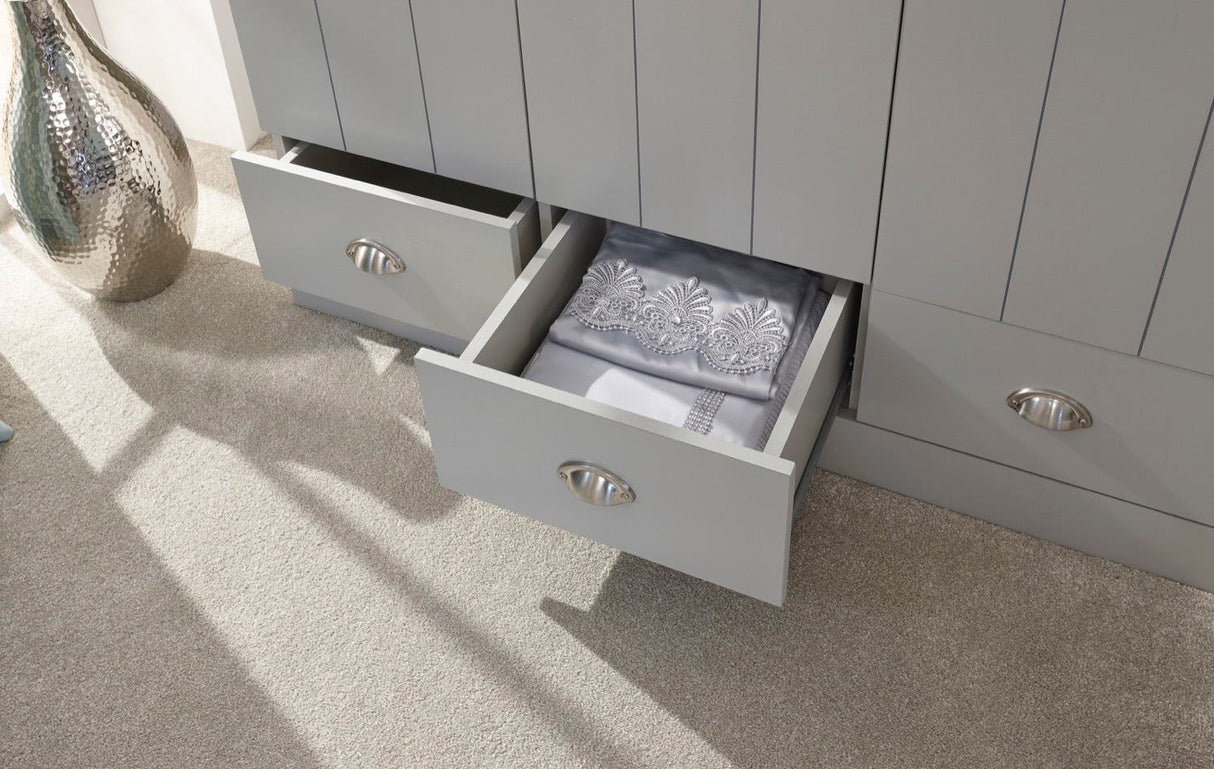 Kinsley 3 Door 3 Drawer Wardrobe-Grey