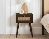 Croxley 1 Drawer Rattan Bedside - Walnut