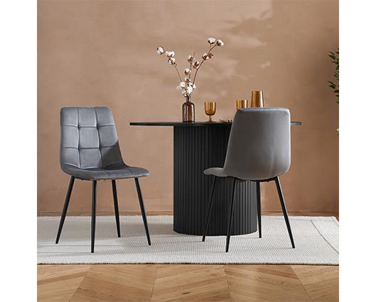 Axel Round Fluted Dining Table - Black