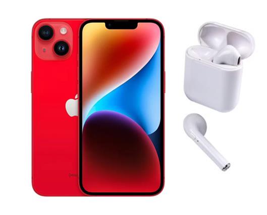 Refurbished Apple iPhone 14 Red with Wireless Headphones