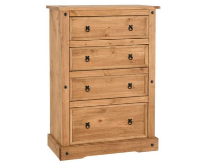 Corona 4 Drawer Chest - Distressed Waxed Pine