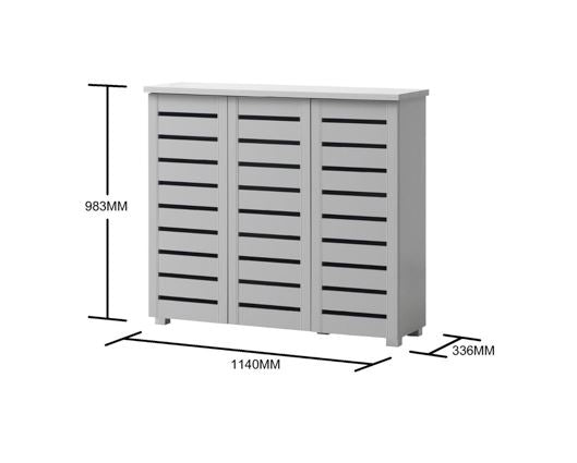 Tall 3 Door Shoe Cabinet-Grey