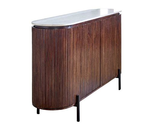 Olin Mango Wood Sideboard With Marble Top & Metal Legs