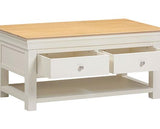 BORDEAUX 2 DRAWER COFFEE TABLE - IVORY/OAK