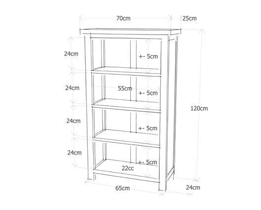 Boston 3 Shelf narrow bookcase