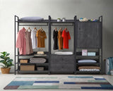 Zulu 3 Piece Bedroom Furniture Set Open Wardrobes-Black