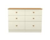 Warwick 6 Drawer Midi Chest - Cream Ash with Modern Oak Top