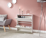 Slim High Gloss 2 Tier Shoe Cabinet-White
