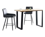 Theodore Bar Oak Bar Table & 2 Saturn Bar Stools- Grey
