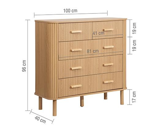Axel 5 Drawer Fluted Chest - Oak