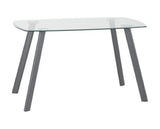 Alice Dining Set - Clear Glass/Grey/Grey Faux Leather