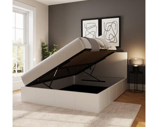 Serena Double Side Lift Ottoman Bed-White