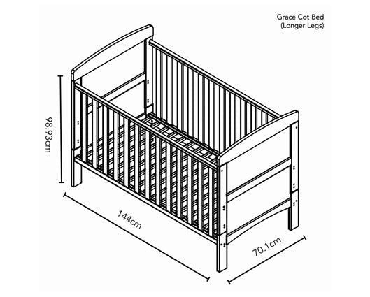 Grady Cot Bed + Fibre Mattress - White