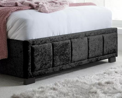 Hannover Double Bed - Black Crushed Velvet