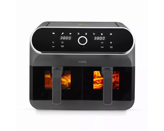 Tower 8 Litre Dual Basket Air Fryer with Viewing Windows