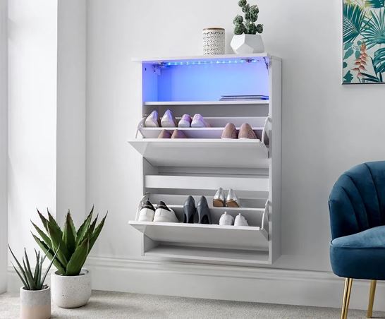 Graze Wall Hanging Two Tier Shoe Cabinet- White