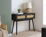 Croxley Rattan Console Table - Black