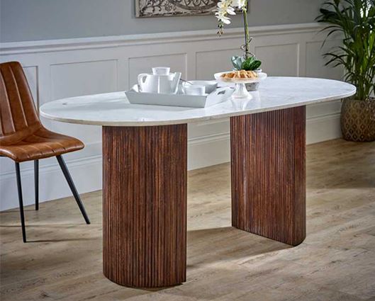 Olin Mango Wood Dining Table 170Cm With Marble Top