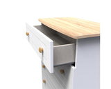 Warwick 5 Drawer Chest - White Matt with Bardolino Oak Top