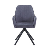 Aspen swivel dining armchairs, grey fabric with black metal legs (pair)