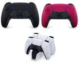PS5 Dualsense Controllers in Black & Red with Controller Charging Stand