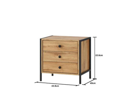 Zulu Nightstand with 3 Drawers-Oak