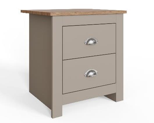 Lachlan 2 Drawer Bedside-Grey