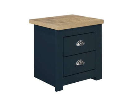 Harper 2 Drawer Bedside Table - Navy