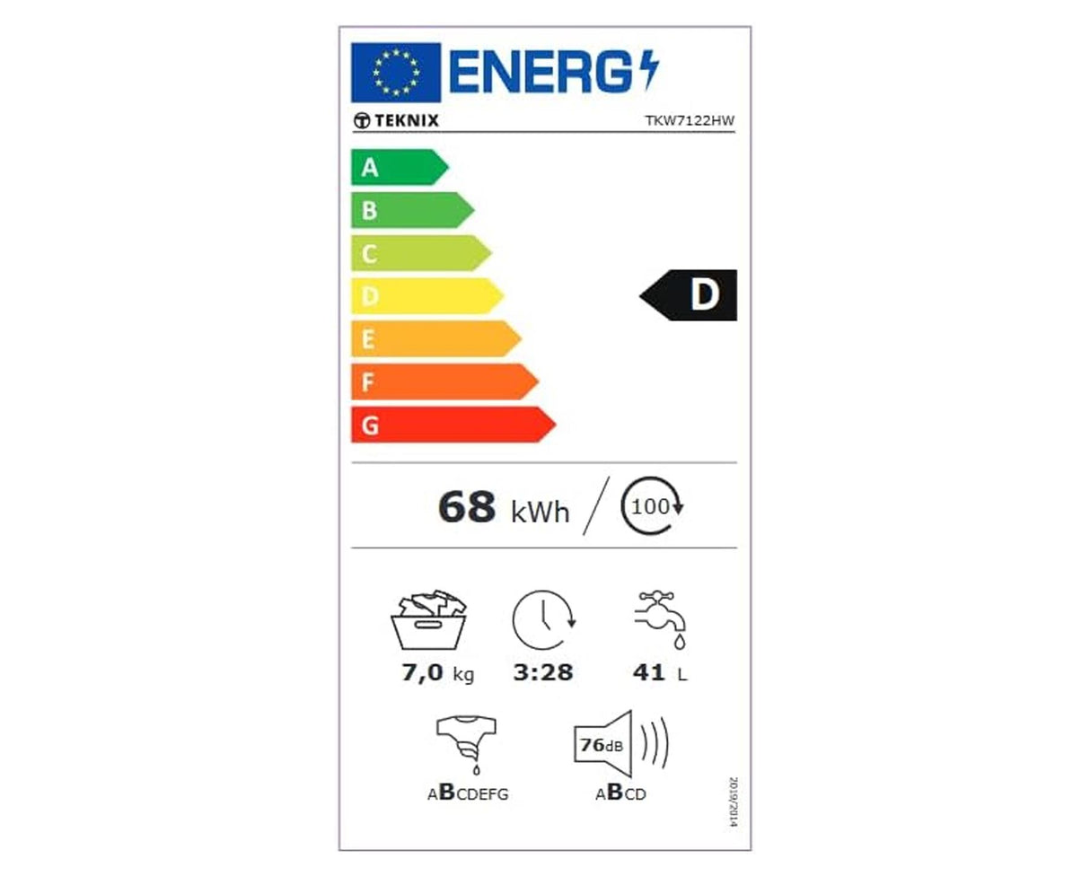 Teknix TKW7122HW 7kg 1200RPM Washing Machine