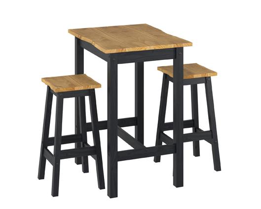 Live edge small rectangular high breakfast bar table & pair bar stool SET