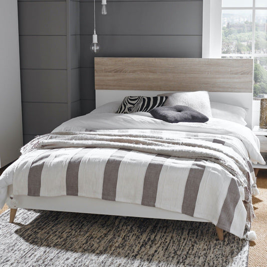 Stockholm Double Bed - White Oak